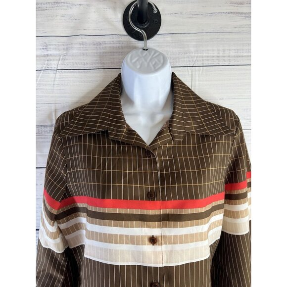 Vintage White Stag BrownButton Down Collar Long Sleeve Disco 70's Sz 14 Academia - Picture 13 of 13